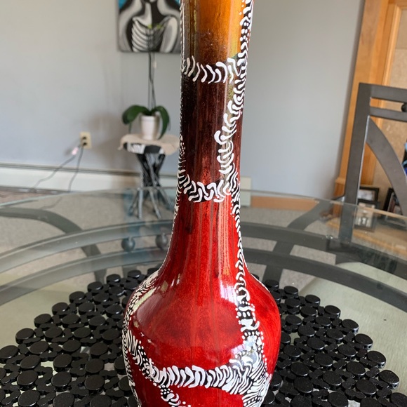 Hand painted one of a kind ceramic, wood vase. New - Picture 2 of 9